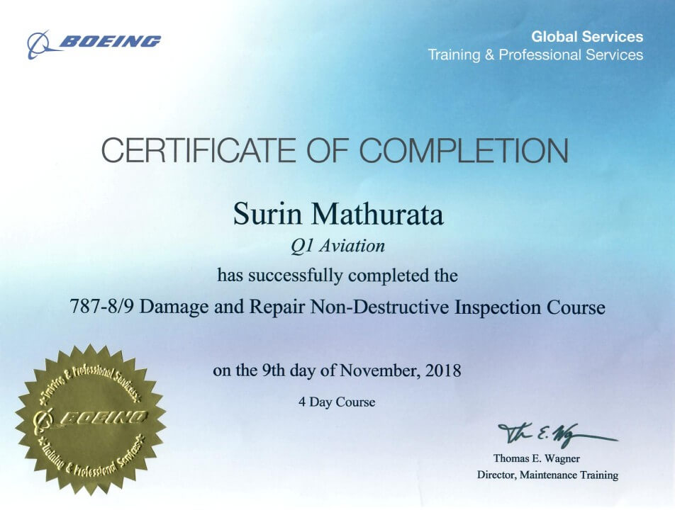 Aprroved pursuant to CAR 573.02 for the maintenance of aeronautical products and holds rating in the following categories Components, NDT, Structures, Welding